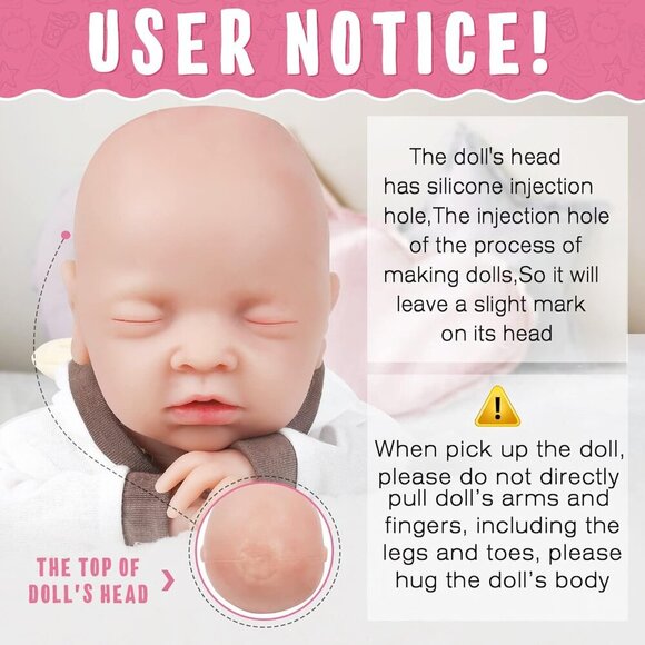 ❤️ 18 inch Baby Girl  Doll Full Body Silicone Eye Closed - Picture 2 of 6